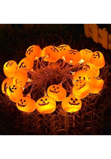 Vkemall 6m 40 Adet Turuncu Balkabağı Led Işık Zinciri, Ev Ve Parti Dekorasyonu, Aa Pil İle Çalışır Pil Dahil Değil , Sıcak Beyaz Işık Diğer