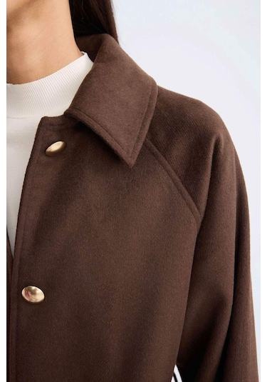 DeFacto Relax Fit Uzun Kaşe Kaban Polo Yaka Düğmeli Kemerli Cepli C9467AX24WNBN495 Kahve DeFacto Relax Fit Uzun Kaşe Kaban Polo Yaka Düğmeli Kemerli Cepli C9467AX24WNBN495 Kahve