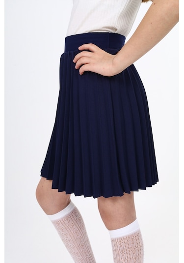 Toontoy Kız Çocuk Pileli Etek Lacivert