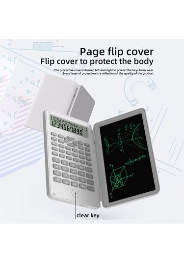 Silinebilir Yazı Tahtası İle Bilimsel Hesap Makinesi 240 Fonksiyon 2 Hatlı Lcd Ekran Katlanabilir Finans Matematik Hesap Makinesi Ortaokul Lise Üniversite Öğrencileri İçin Gökyüzü Mavisi Açık Mavi