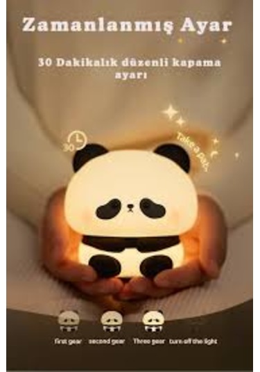 Panda Silikon Gece Lambası Usb Şarjlı Yumuşak Dokulu Rgb Led Çocuk Odası Gece Işığı Siyah Beyaz