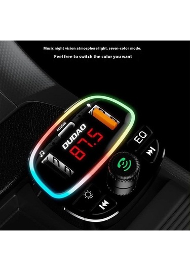Dancemonkey Dudao R2pro+ Renkli Işık Bluetooth Araç Kiti, Eller Serbest Arama, Mp3 Çalar Pd Tip-c, Çift Usb Şarj Cihazı