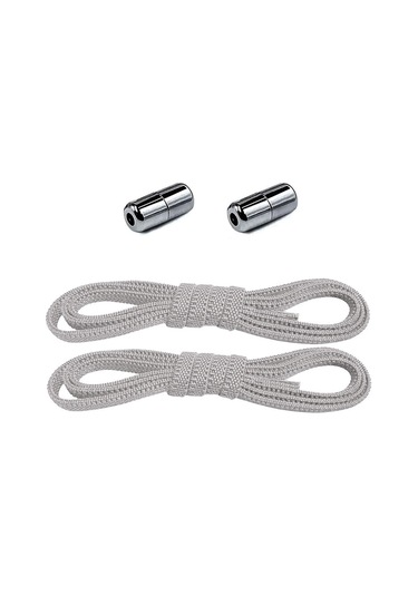 Ayarlanabilir 1 Çift Gri Vidalı Kapsül Uçlu 6 Mm Lastik Pratik Bağcık Gri