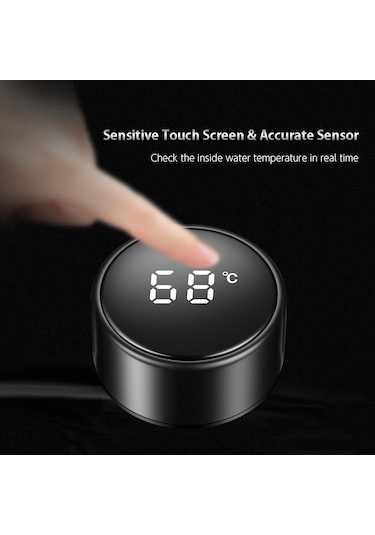 Ranyeek 500ml Güneş Alıcı Termos Bardak - Dokunmatik Led Sıcaklık Gösterici, Damlacık Sağlam, Paslanmaz Çelik, Seyahat Ve Spor İçin Batteri Değiştirilemez Kırmızı