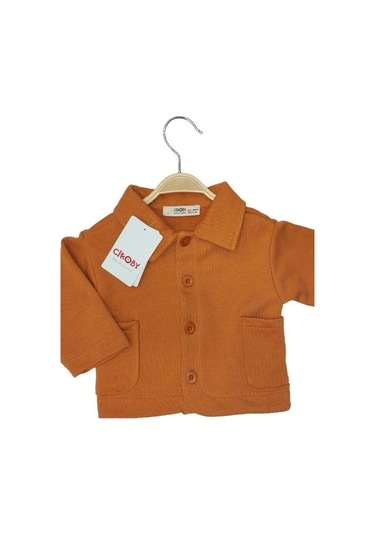 Erkek Bebek Pamuklu Örme Ceket-13797 Turuncu