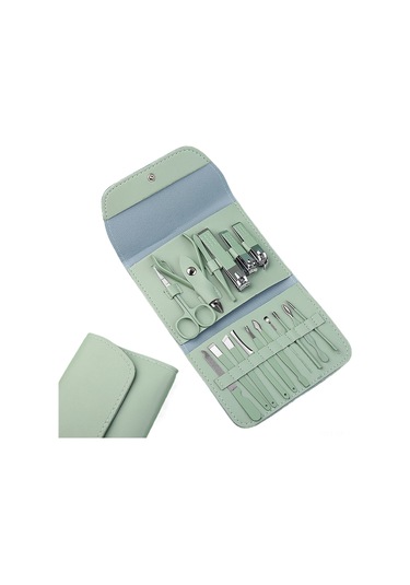 Kangvka Stainless Steel Pedikür Ve Manikür Seti, 16 Parça Fırça İle Folding Çanta, Yeşil/rose Gold/mor/mavi/siyah Seçenekleri Yeşil