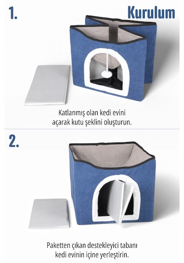 Tineke Sevimli Katlanır Taşınabilir Çok Fonksiyonlu Kedi Evi