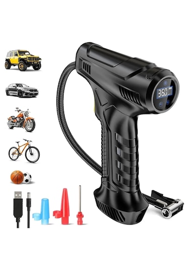 Enshall KMP-6622 3600 Mah Şarjlı Tabanca Auhma Kompresör Araba Bisiklet Top Lastik Şişirme Pompası