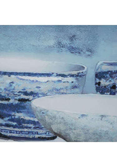 Mudo Home Blue Vessel Çerçeveli Yağlıboya Tablo 63x93 Cm