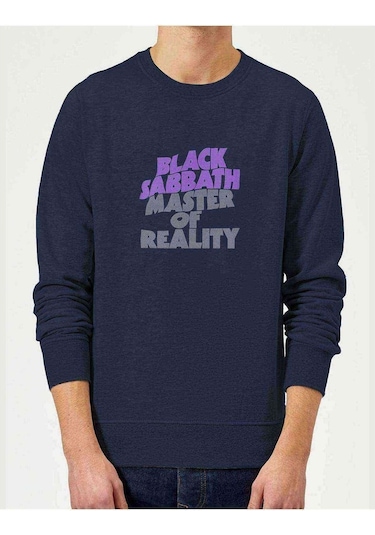 Black Sabbath Master Of Reality Baskılı Indigo Erkek Sweat