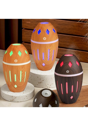 Ruicoo Masaüstü Ultrasonik Nemlendirici, 300ml, Uyumlu Koku Yağı Dağıtıcı, Renkli Gece Lambası, Usb İle Hızlı Kurulum, Derin Ahşap Desenli