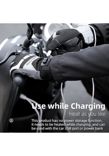 Ambition Rockbros Isıtmalı Motosiklet Eldiveni Gri