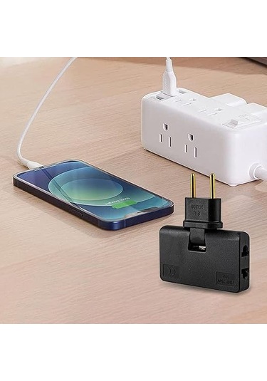 Geeroyoo Siyah 180 Derece Döner 3-üç Çıkışlı Düz Soket Adaptörü - Avrupa Seyahat Plug Konvertörü, Tv Ve Mobilyalar Arasında Kullanıma Uygun