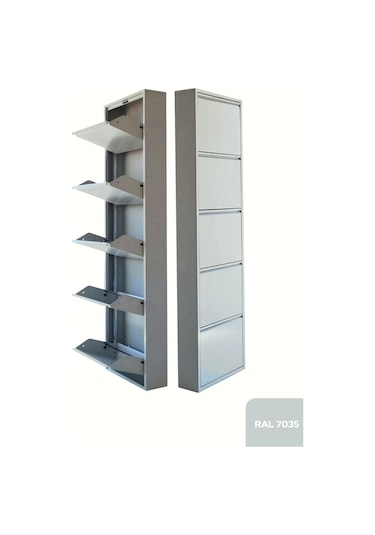 5'li Metal Ayakkabılık - Gri