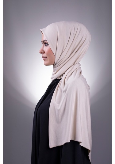 Bej Düz Klasik Şal Viskon Kumaş Likralı Penye 202101_12 Bej