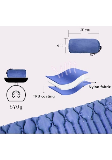 Gm-Am20 Kamp Matı Şişme Uyku Matı Naylon+Tpu Uyku Pedi - Siyah