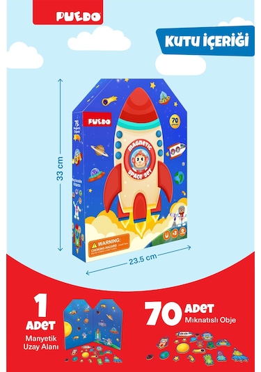 Puedo Manyetik Oyun Seti - Uzay 70 Parça