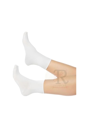 Trampler Unisex Bambu Lastiksiz Beyaz Soket Çorap Sıkmayan Çorap Beyaz
