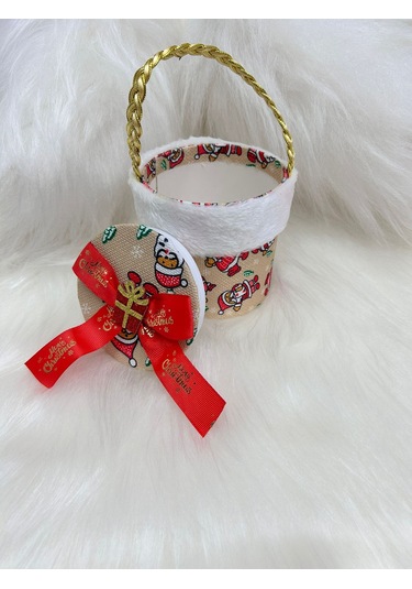 Yılbaşı Ağaç Süsü Süslü Süpriz Kutusu Silindir Modeli 12x10 Cm