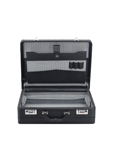 Bond Tipi Çanta Şifreli Körüklü Evrak Çantası Siyah 18 Litre Siyah