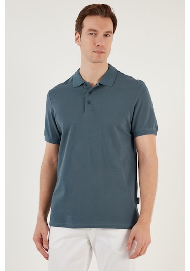 Buratti Pamuklu Regular Fit Düğmeli Erkek Polo Yaka T Shirt 5902127 Petrol