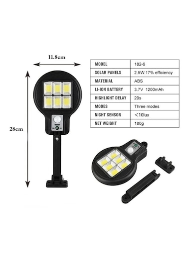 Cl-182-6 Güneş Enerjili Solar Sokak Lambası - Bahçe Aydınlatması
