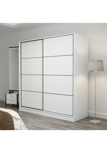 Minarmobilya Minar Kale 2 Kapaklı Sürgülü Dolap 180 Cm - Beyaz
