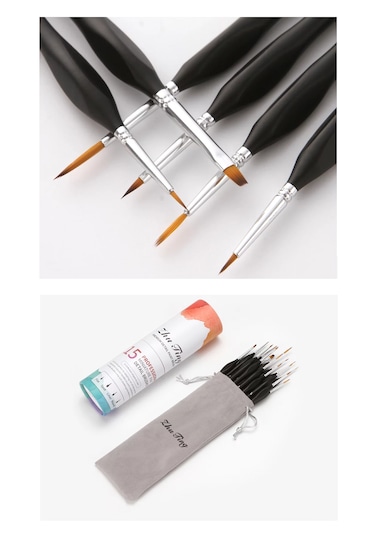 15 Parça Detay Boya Fırça Seti Akrilik Sulu Boya Yağlı Boya İçin