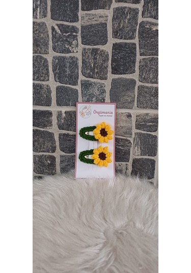 Ayçiçeği Çıtçıtlı Toka - Örgü Toka Sarı - Yeşil