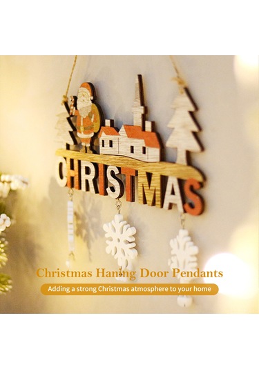 Reedark Noel Ahşap Kapı Süsü - Renkli Duvar Ve Ağaç Dekoru 19x22cm