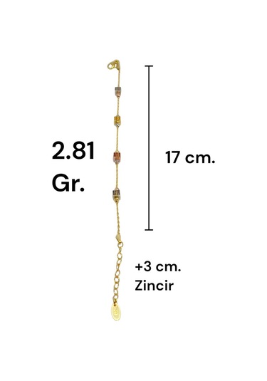 Altın Kaplama 925 Ayar Gümüş Küp Figürlü Bileklik Modern Ve Zarif Tasarım Gümüş