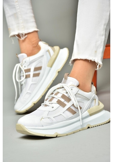 Fox Shoes S973017604 Beyaz/vizon Kumaş Sper Ayakkabı Sneakers Beyaz - Vizon