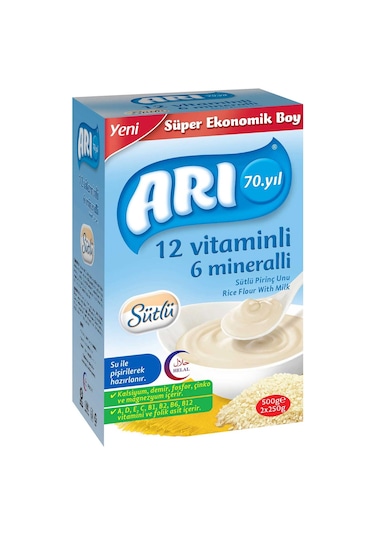 Arı 12 Vitamin 6 Mineralli Sütlü 6+ Ay Pirinç Unu 500 G 8696540185011