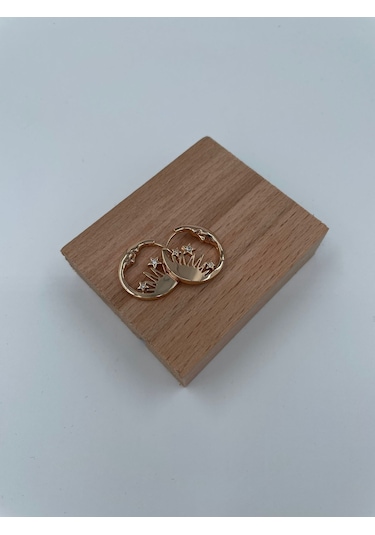 Xbaby İnsan Yüzü Şekilli Yıldızlı Çelik Gold Küpe Gold