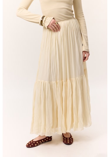 Crush Piliseli Uzun Etek Vanilya Vanilya