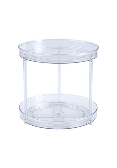 Hfambition 360 Dönebilir Çift Katlı Şeffaf Düzenleyici - Mutfak, Banyo Ve Yatak Odası İçin Pratik Saklama Çözümü Şeffaf