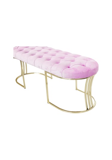 VİEGO GOLD PEMBE-Kapitoneli Model Puf&Bench&Koltuk-Oturak-Uzun Makyaj Puff-Yatak Odası Ucu&Önü
