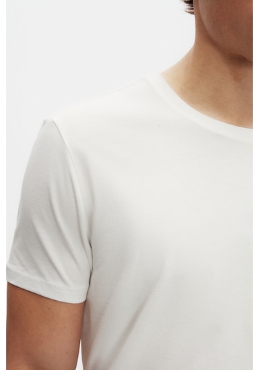 D's Damat Ds Damat Slim Fit Beyaz Bisiklet Yaka %100 Pamuklu Nefes Alabilen T-shirt 4hc141996753m Beyaz