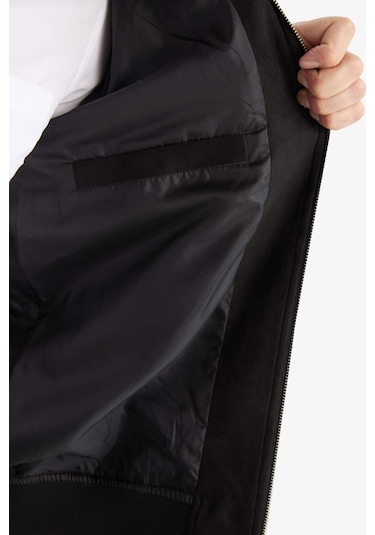 Defacto Slim Fit Dar Kesim Dik Yaka Fermuarlı Süet Mont D1524ax25aubk27 Siyah