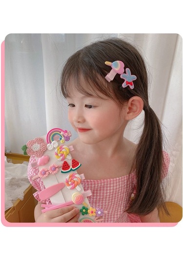 Samdoo Kız Çocukları İçin 10 Adet Renkli Bitki Desenli Saç Klipsi - Günlük Ve Özel Etkinlikler İçin Yumuşak Tutucu Resin Plastik Aksesuar