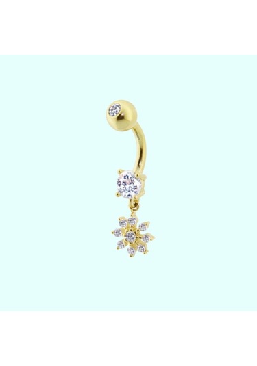Altın Göbek Piercing 14 Ayar Sallantılı Kartanesi Altın