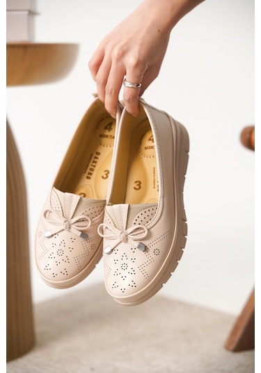 Garantili D0109 Günlük Ortopedik Kadın Babet Ayakkabı Bej