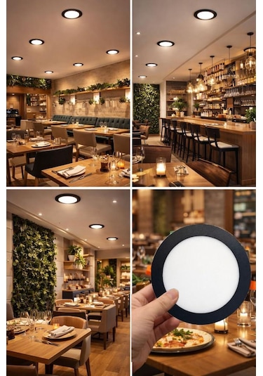 Şahnet 12w Slim Led Panel Spot Sıva Altı Downlight - Siyah Kasa 3000k Sarı Gömme Tavan Lambası