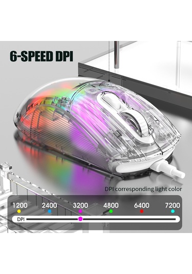 Cbtx Xunfox XYH10 Usb Kablolu Şeffaf RGB Oyuncu Mouse