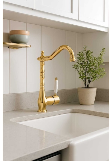 Rudi Armatür 360 Döner Gövdeli Pirinç Malzeme Rustik Eviye Bataryası Diğer