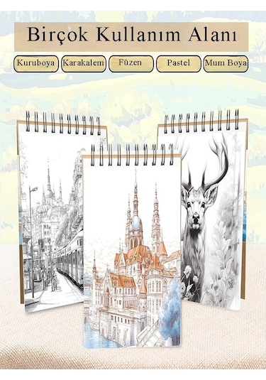 Telli Eskiz Defteri Canson 1557 35x50 Cm Spiralli 15 Yaprak 1 Adet 120 Gr Karakalem Sketch Resim Guaj Sulu Pastel