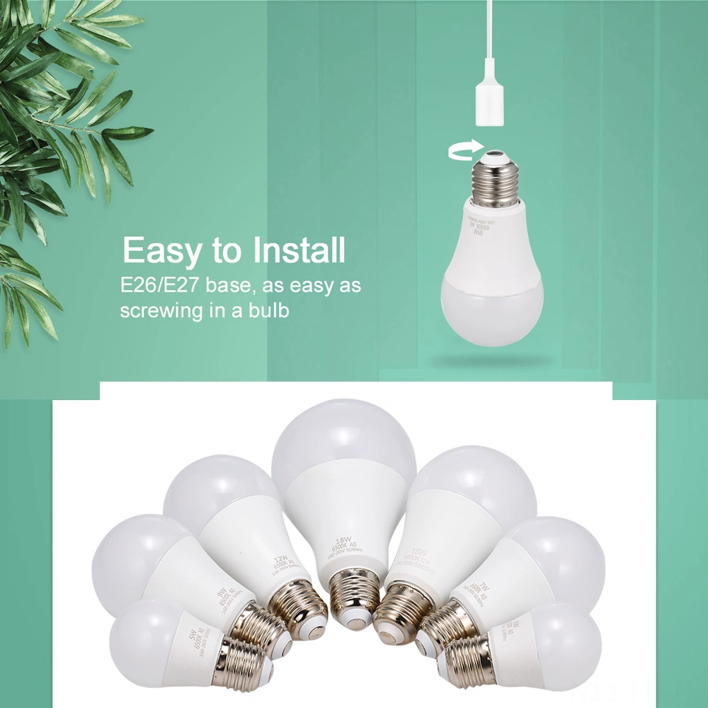 Folinda 12w Led A Ampülü, 6500k Beyaz Işık, 15 Led, E26/e27, Ac160-265v, Plastik-alüminyum, Ev & Ticari Aydınlatma