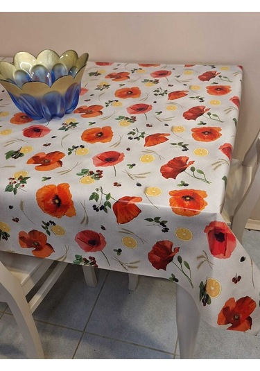 Elyaflı Pvc Muşamba - Desenli Silinebilir Masa Örtüsü Mrl12b Turuncu