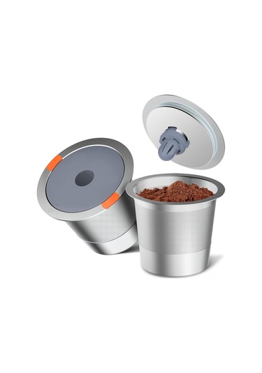 Geeroyoo Yeniden Kullanılabilir Paslanmaz Çelik Kahve Filtresi, 2'li Paket, Tüm Kahve Makineleri İçin Uyumlu Gümüş