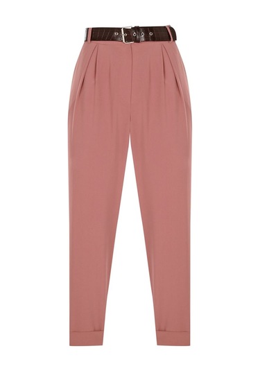 Kadın Yüksek Bel Pileli Pantolon Frn2000 Mercan